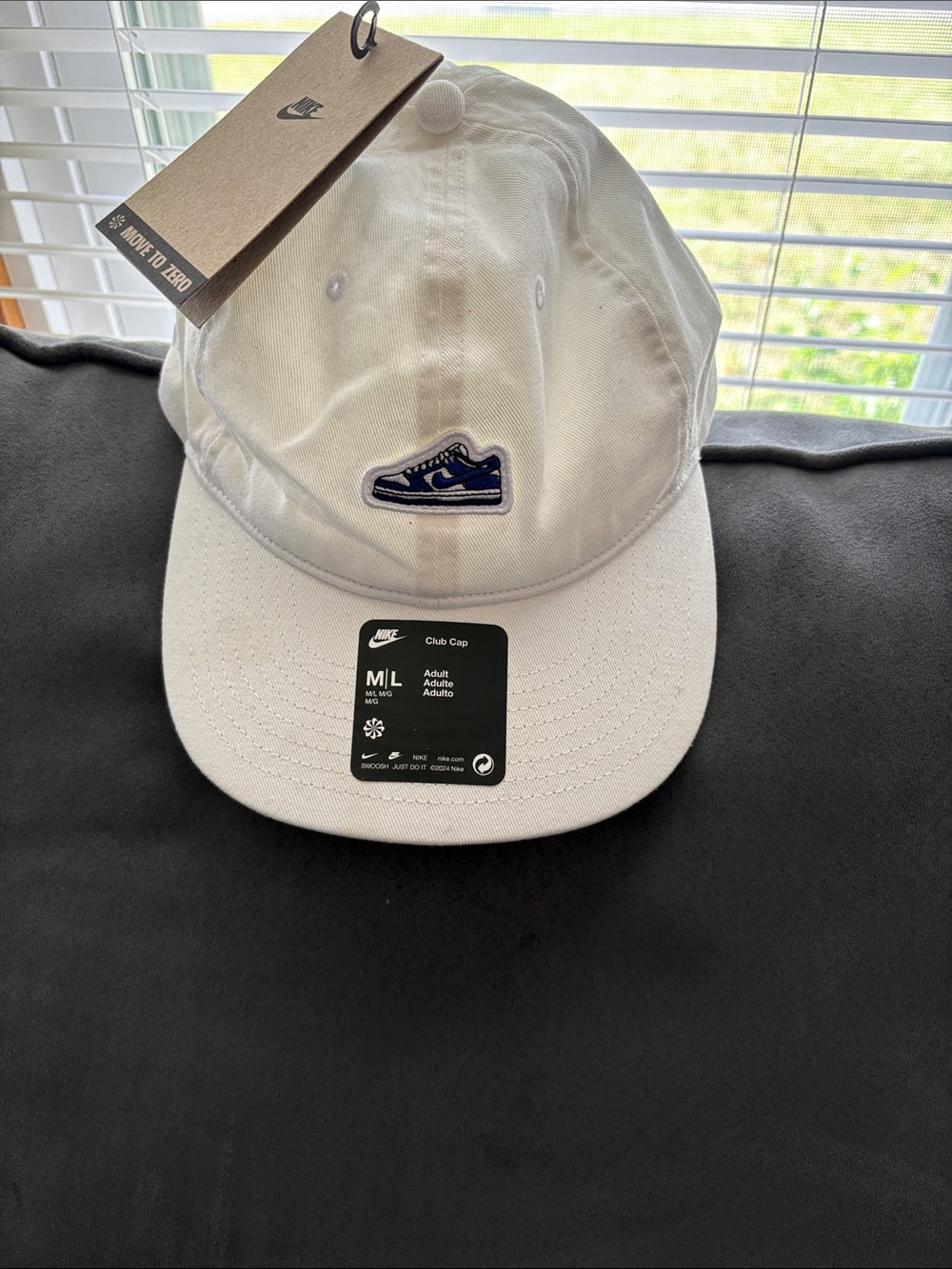 Nike White Club Cap with Navy Sneaker Patch
